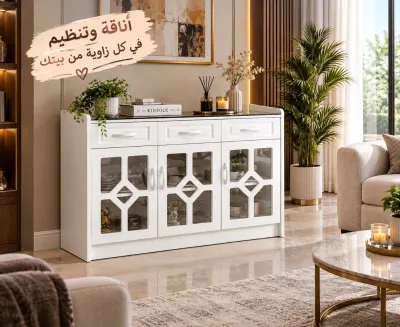 ✨ خزانة بوفيه «ألما» العصرية متعددة الاستخدامات ✨ كل ضيافتك مرتّبة… وبقطعة بتجمّل بيتك! 🤍 ♥️ الموديل الاحدث للبيوت ال — صورة 3